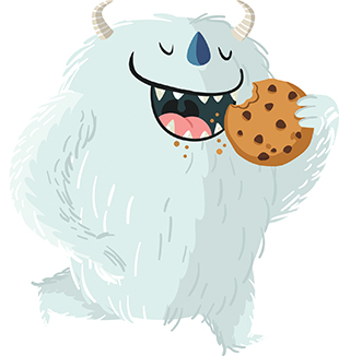 Yeti eating cookie